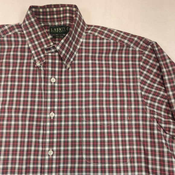 Lauren Ralph Lauren Shirt Mens XL Red Plaid Long Sleeve Button Up Non-Iron - Picture 2 of 7